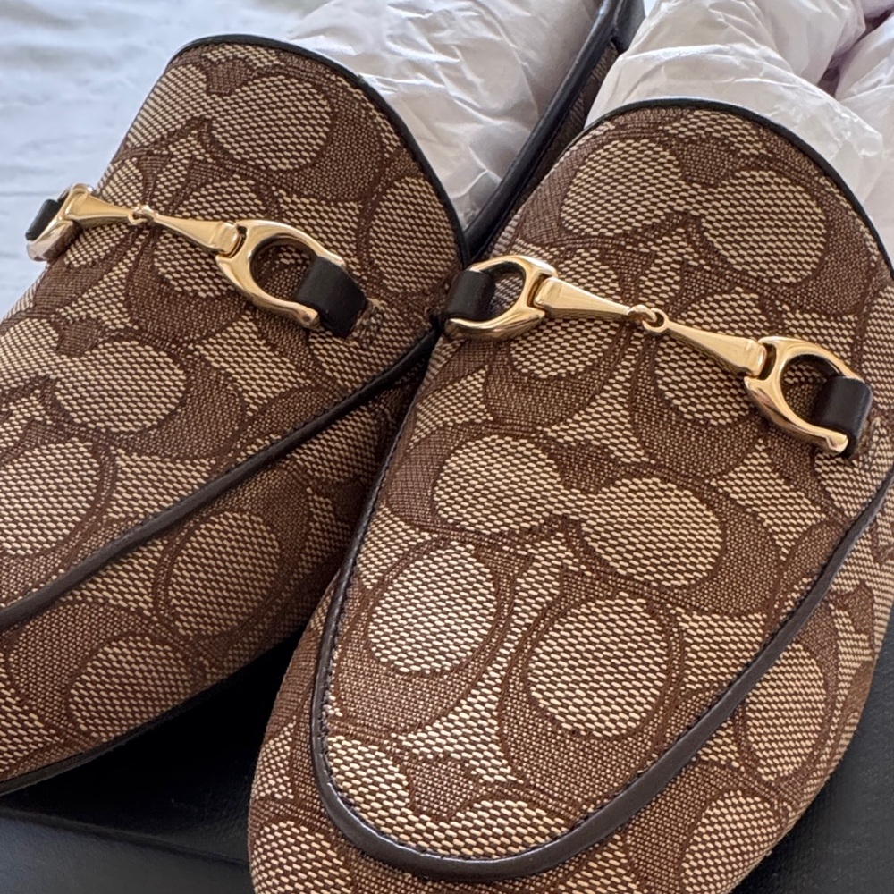 Coach Brown Loafers with Gold Accent - Picture 4 of 5